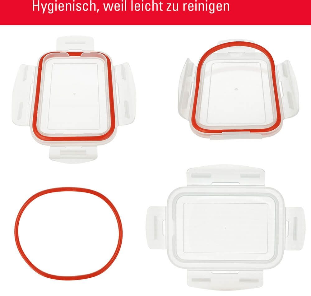 Frischhalteboxen Clauss Klickboxen 10003, 3er Set (570/840/1180ml), Glas, Deckel mit
4-Klick-System, spülmaschinengeeignet