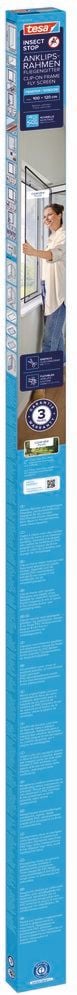 Fliegengitter Tesa INSECT STOP Clip-On Anklipsrahmen 55360, 100x120cm, für PVC-Fenster, Anklipsrahmen, Profile, Clip-Set mit Klebestreifen, Ecken, anthrazit, anthrazit