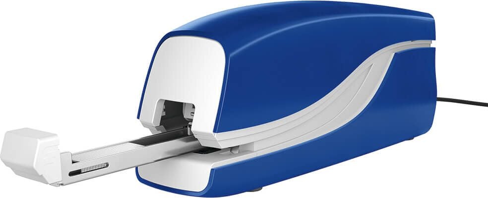 Heftgerät Leitz New NeXXt 5532, elektrisch, bis 10 Blatt, inkl. Netzteil und
Nr. 10 Klammern, blau