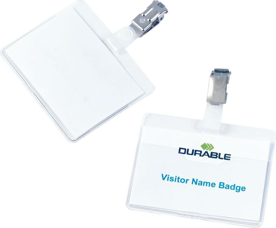 Namensschilder Durable 8106, 60x90mm, Clip + oben offene Tasche, Pack 25
Stück
