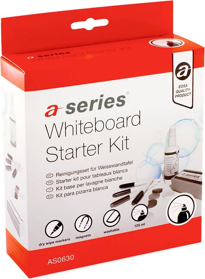 Whiteboard Starter-Set a-series AS0630, 4 Whiteboardmarker, 10 Magnete, Tafellöscher,
Reinigungsspray