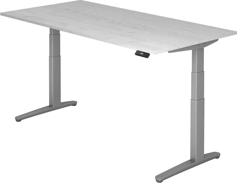 Hubschreibtisch Hammerbacher VXBHM2E/x/SS, 200x100cm (BxT), 65-130cm Höhe, rechteckig,
C-Fuß silber, ahorn