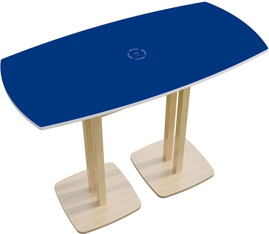 Stehtisch Paperflow Woody TRD114.10, 114x75cm (BxT), 110cm Höhe, rechteckig,
Tischsäule Massivholz, blau