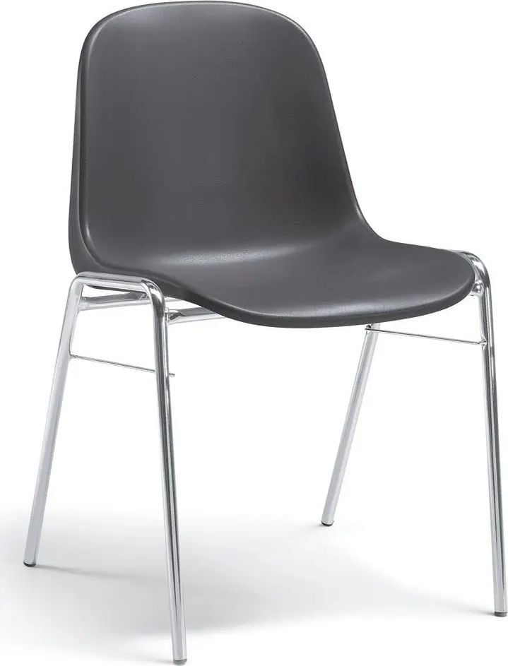 Besucherstuhl Deskin HIP, ohne Armlehnen, Gestell verchromt, stapelbar, anthrazit
