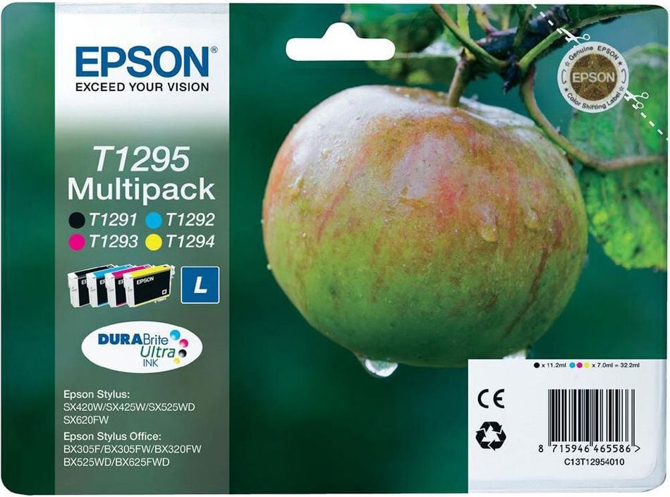 Epson Tintenpatrone T1295, Multipack, je 1 x yellow,
magenta, cyan, schwarz