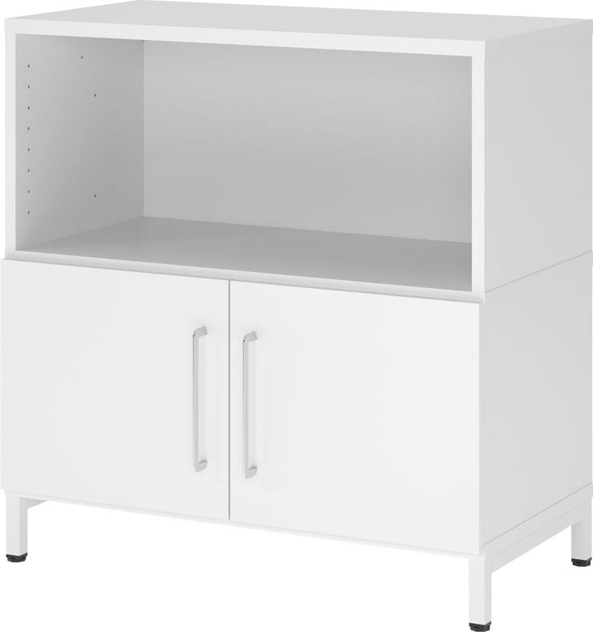 Regal Hammerbacher VFW28T1KU/W mit Türen, Threespine-Klicksystem, 80 x 41,7 x 82,8 cm
(B x T x H), mit Stahlsockel, 2 Ordnerhöhen,
Korpus: weiß, weiß