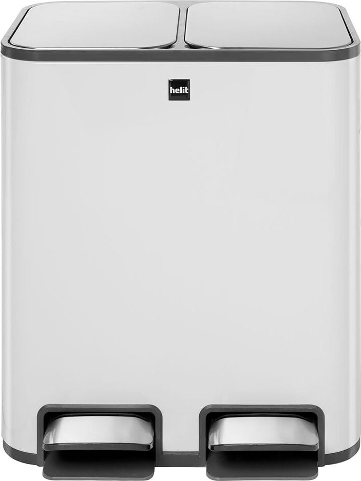 Tret-Abfallsammler Helit the classy H2405005, 2x12 Liter, Edelstahl, weiß