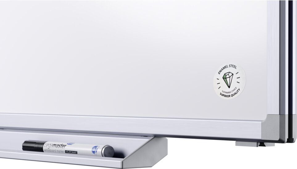 Whiteboard Legamaster Professional 7-100072, 120x120cm, emailliert, trocken abwischbar, Aluminiumrahmen, Wandaufhängung, inkl. Zubehör, FSC, EU-Ecolabel