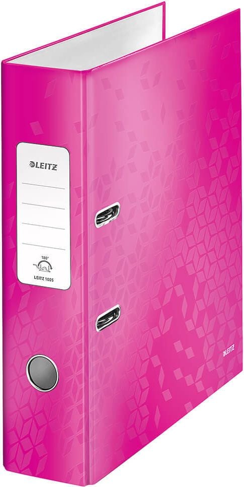 Ordner A4 Leitz WOW 1005, 80mm, laminierte Pappe, A4, 8cm Rücken, laminiertes Papier,
WOW-Farben, pink