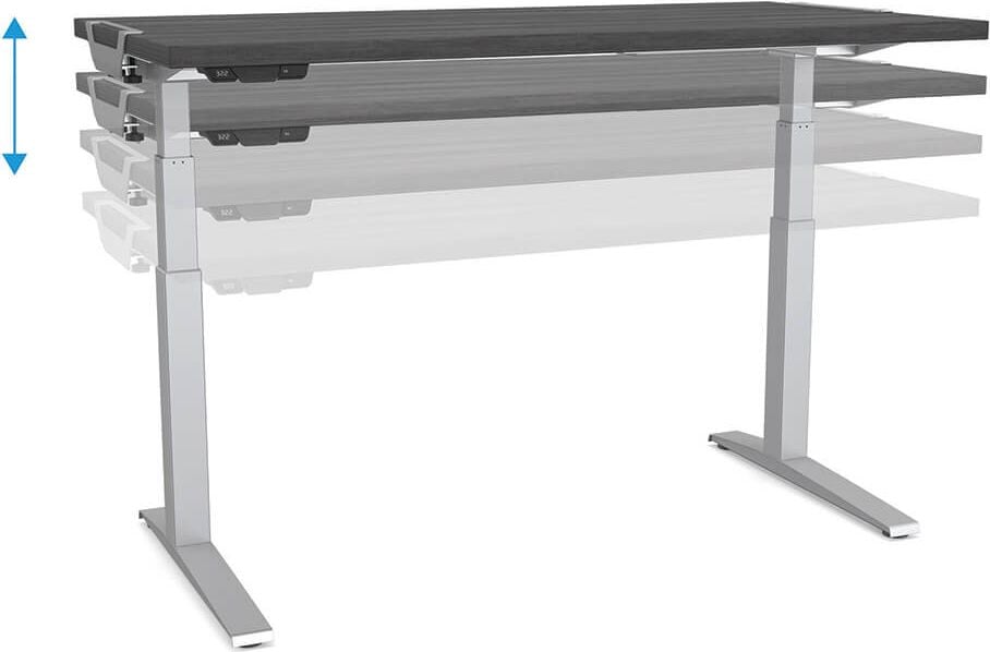 Hubschreibtisch Fellowes Levado 140 cm, 140x80cm (BxT), 64-126cm Höhe, rechteckig,
C-Fuß silber, walnuss
