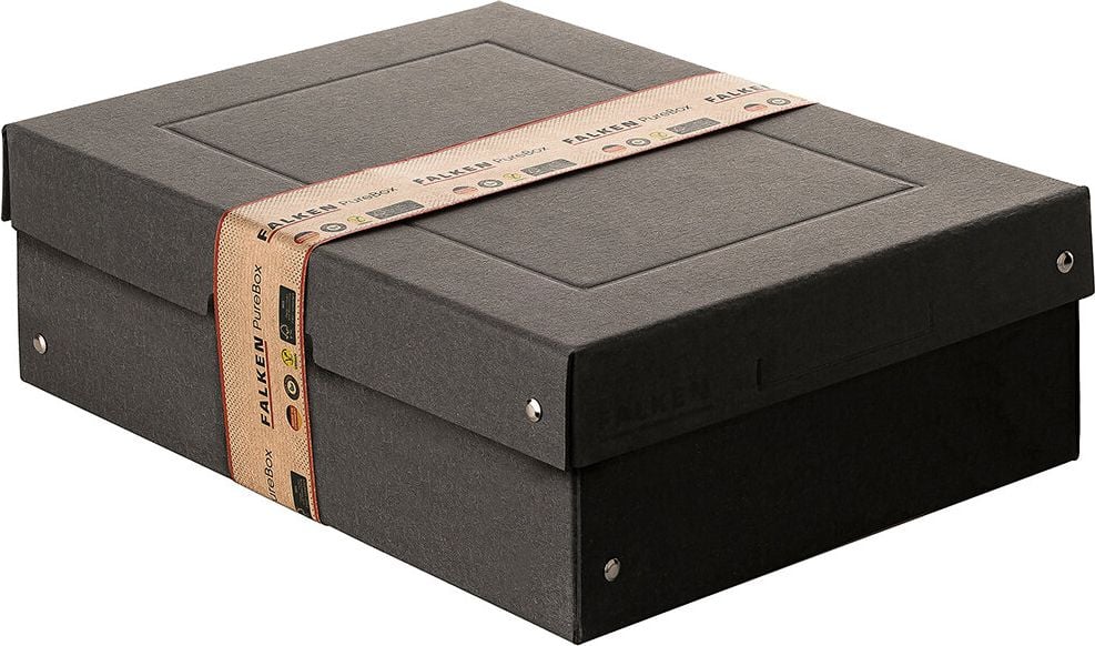 Aufbewahrungsboxen Falken PureBox 22001704, 7,68 Liter, für DIN A4, Außenmaße: 320x240x100mm (BxTxH), Deckel, schwarz, schwarz