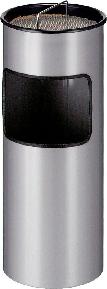Kombiaschenbecher V-Part, Standmodell, 30 Liter, feuerfest, schwarzer
Einsatz und Sieb, Aluminium, inkl. Löschsand, grau