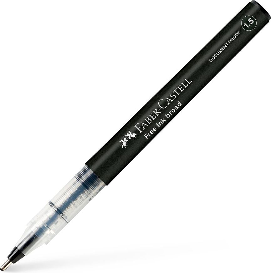Tintenroller Faber-Castell Free Ink Roller Broad 3483, ca. 1,5mm, Kappe mit Metallclip, Spitzenfarbe=Schreibfarbe, rot