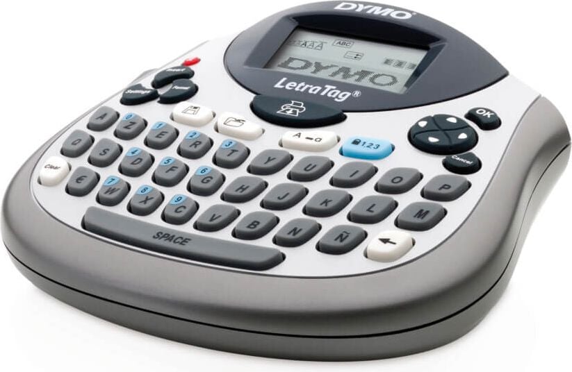 Dymo LetraTag 100T Tischgerät 2174591, für LT-Beschriftungsbänder 12mm, 7 Textstile, inkl. LT-Band 12mm/4m schwarz auf weiß