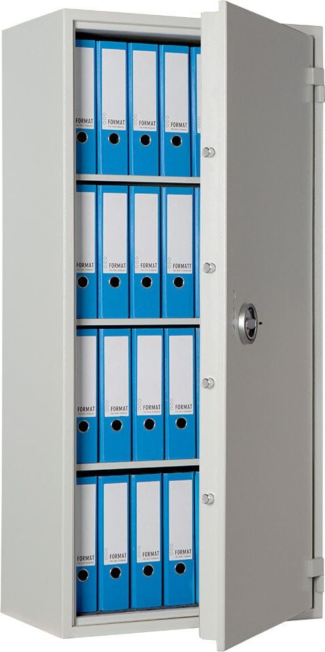 Sicherheitsschrank Format Seguro 70 022870-00000, 145,2x68,2x42,5cm, 158kg, Doppelbartschloss, Sicherheitsstufe S2 gemäß EN 14450, 258 Liter Volumen, hellgrau
