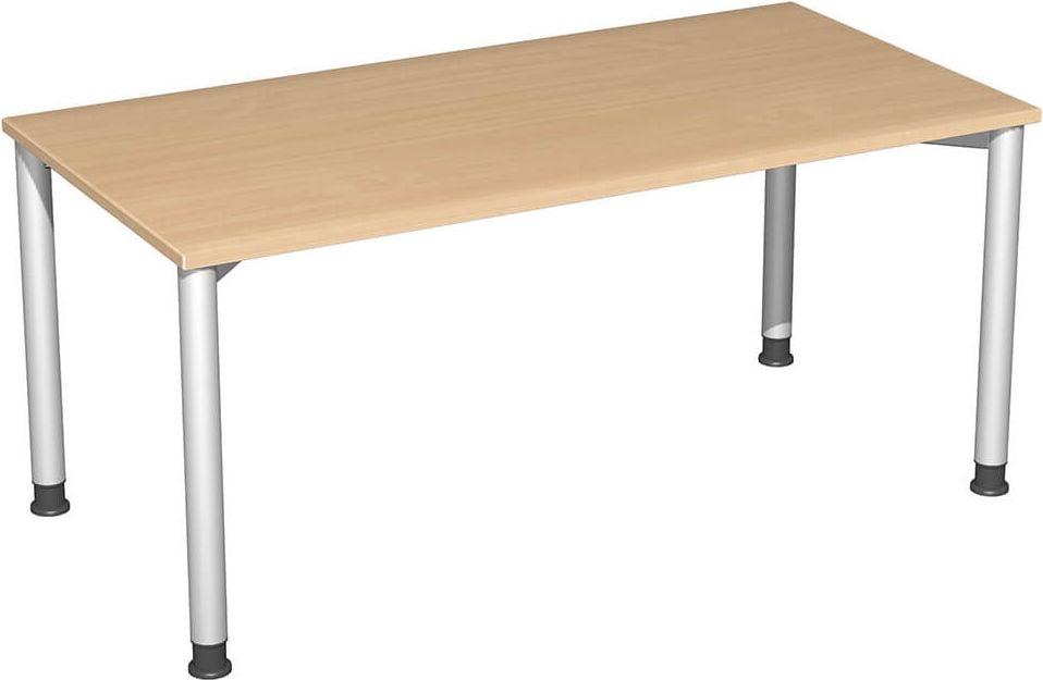Schreibtisch Geramöbel 4 Fuß Flex S-555103, 160x80cm (BxT), 68-80cm Höhe, rechteckig,
4-Fuß silber, buche