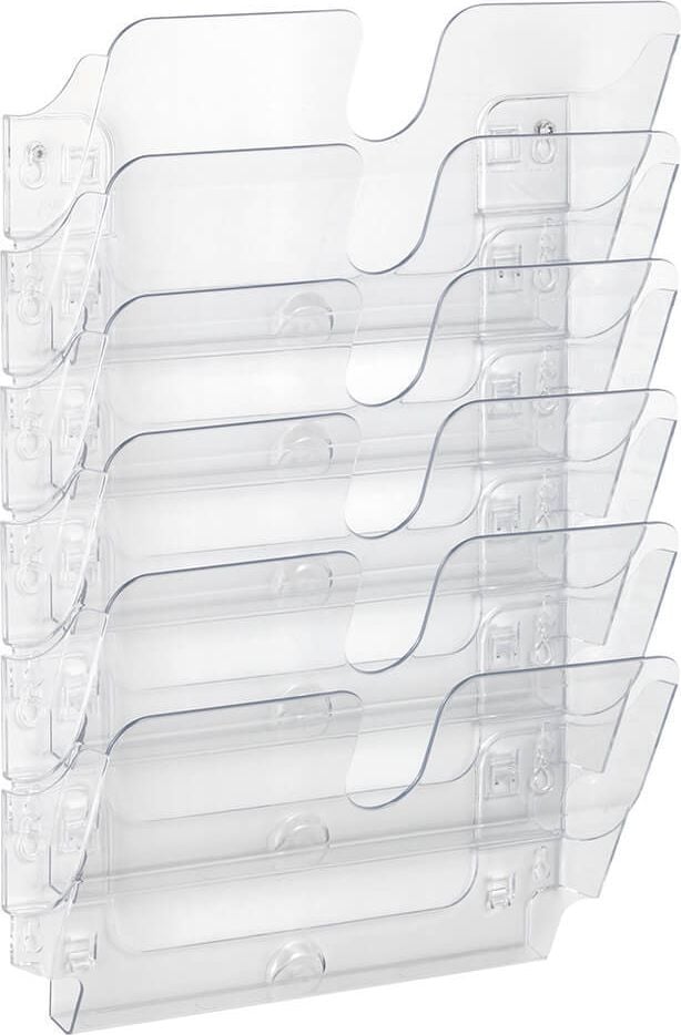 Wandprospekthalter Durable Flexiplus 6 A4 Querformat 1700014, 6x A4 quer, 6 Fächer (Set aus 6 Stück), glasklar