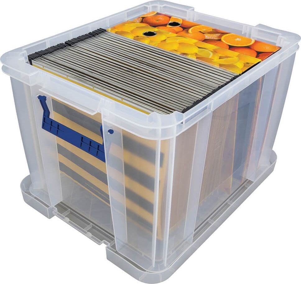 Aufbewahrungsboxen Fellowes Bankers Box ProStore 7730801, 36 Liter, Außenmaße: 475x380x315mm (BxTxH),
Kunststoff (PP), mit Deckel, transparent