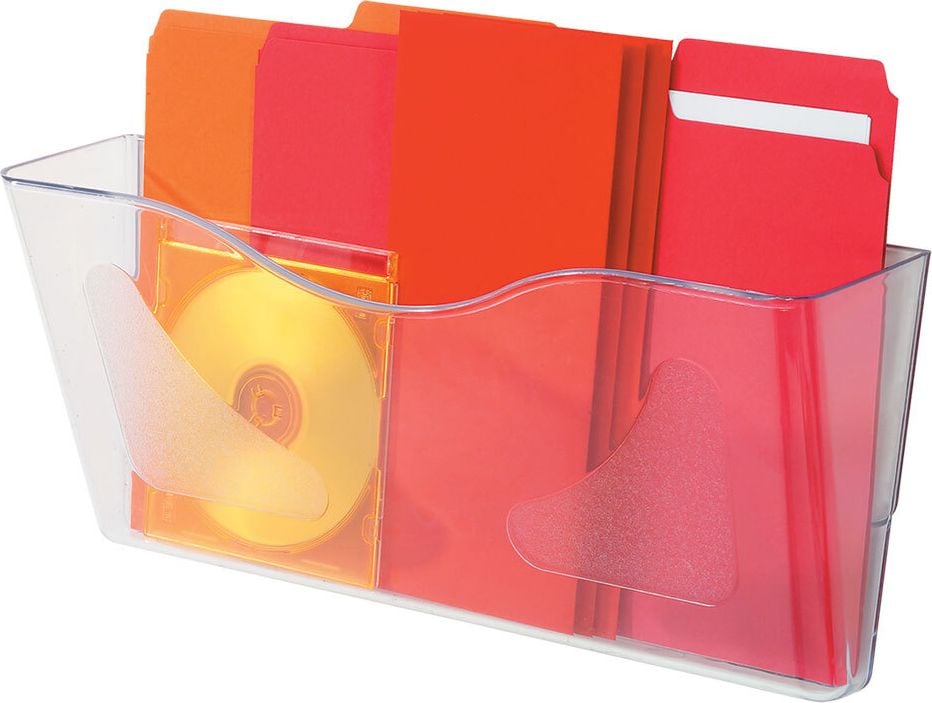 Wandprospekthalter deflecto DocuPockets CP074YT, 1 x A4 quer, 1 Fach, glasklar