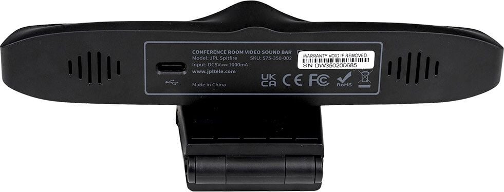 Konferenzkamera Legamaster Spitfire 7-870030, 4K Ultra HD, 2 integrierte Mikrofone, 96 Grad Sichtfeld, bis zu 8 Personen, schwarz