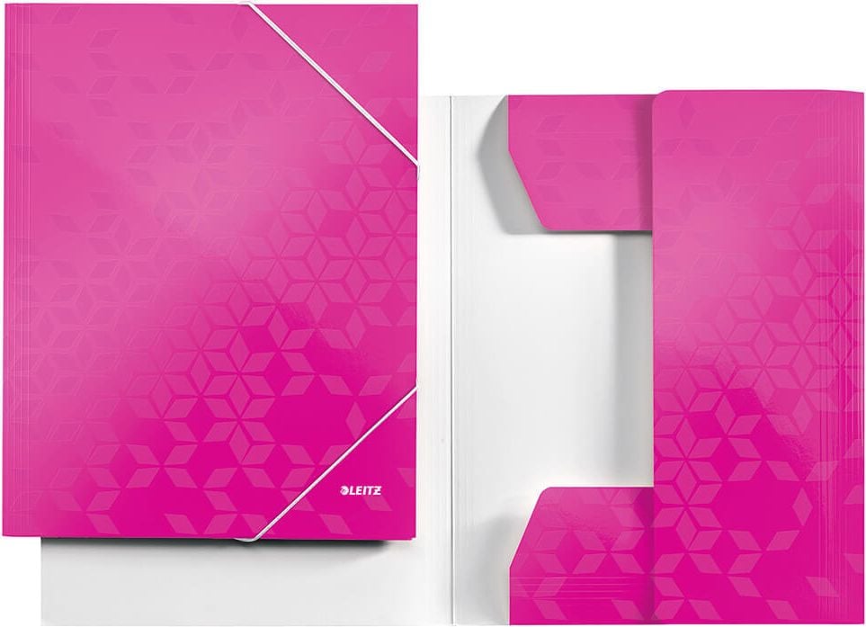 Eckspanner Leitz WOW 3982, A4, Gummizugverschluss, PP-laminierter Karton
300 g/m², 3 Einschlagklappen, pink