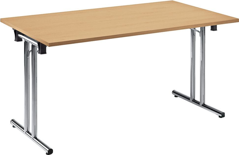 Klapptisch Deskin MODUL T-Fuß gerade 27889, 140 x 80 cm (B x T), rechteckig, T-Fußgestell
verchromt, buche