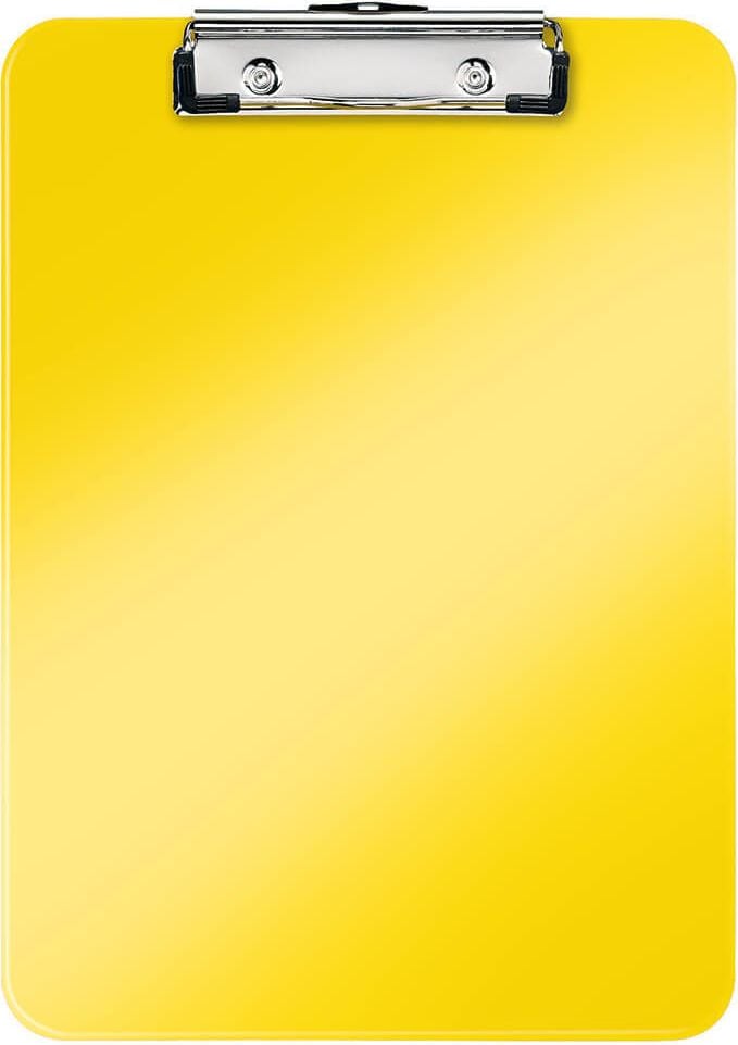 Klemmbretter Leitz WOW 3971, A4, Polystyrol, Metallklemme kurze Seite,
Aufhängeöse, WOW-Farben, gelb