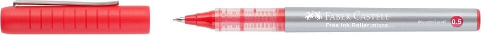 Tintenroller Faber-Castell Free Ink Roller Micro 3485, ca. 0,5mm, Kappe mit Clip, Spitzenfarbe=Schreibfarbe, rot