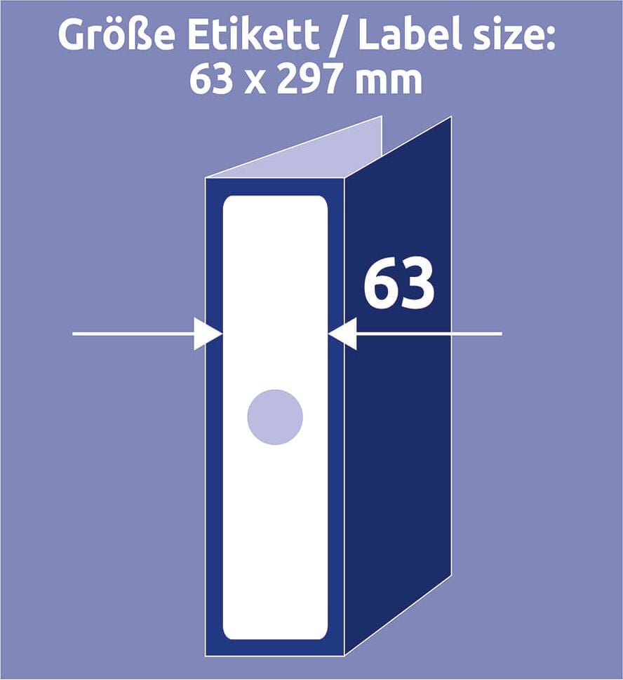 Hängeordner-Rückenschilder Zweckform L4757-25 ultragrip, breit/lang, 297x63mm, auf A4, weiß, Pack 25
Blatt/75 Stück