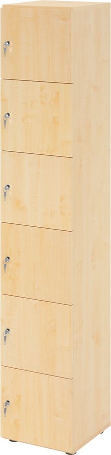 Schließfachschrank Hammerbacher V264L6 DS, 40 x 42 x 215,6 cm (BxTxH), 6 Ordnerhöhen, mit Druckzylinderschloss, 6 Fächer, ahorn