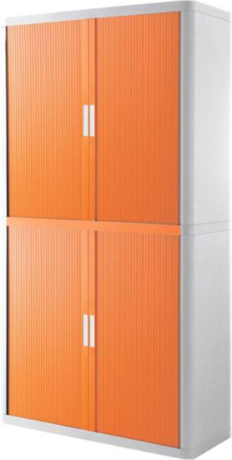 Aktenschrank easyOffice by Paperflow, 110x204x41,5cm (BxHxT), 2 Rollläden, 4
Fachböden, Korpus weiß/Rollläden farbig, orange