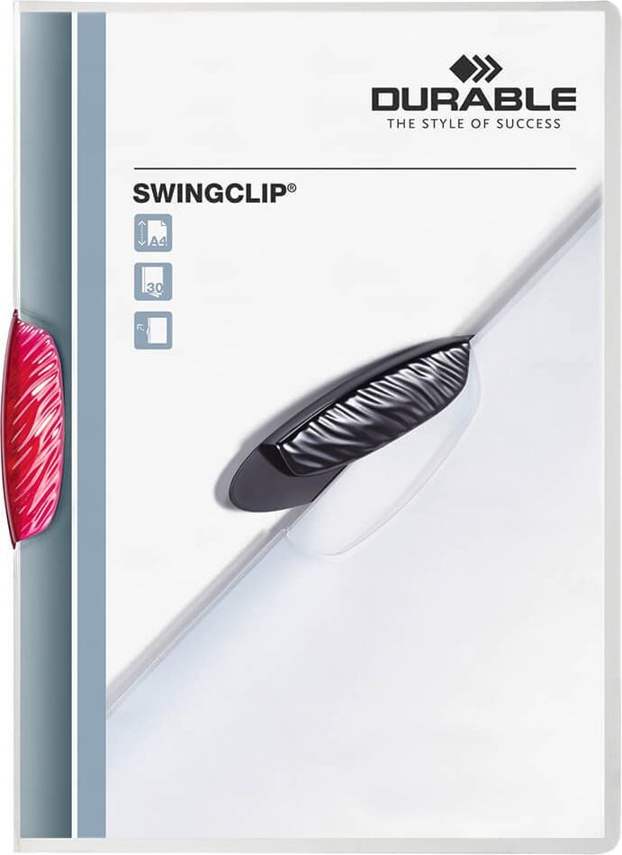 Klemmhefter Durable SWINGCLIP A4 2260, für 30 Blatt, Swingclip, farbige Klemme,
transparenter Vorder- und Rückdeckel, purpur