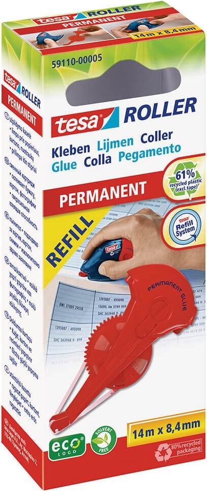 Kleberoller-Nachfüllkassetten Tesa 59110 permanent, 8,4mm breit/ 14m lang, permanent