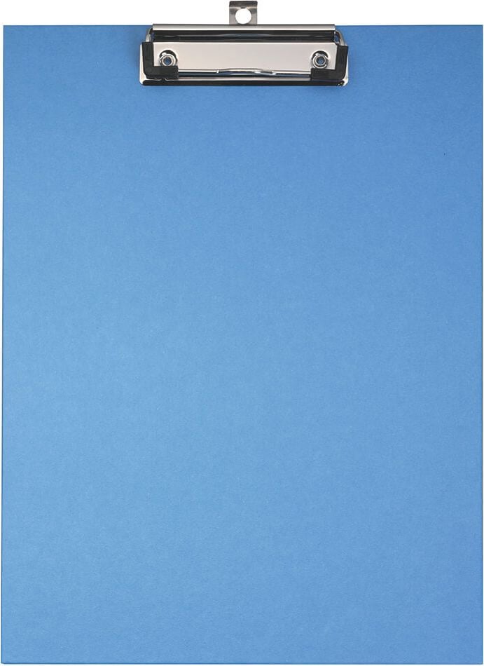 Klemmbretter Falken 112883, A4, Pappkern mit Spezial-Kraftpapierbezug,
Klemme kurze Seite, Aufhängeöse, Blauer Engel, blau