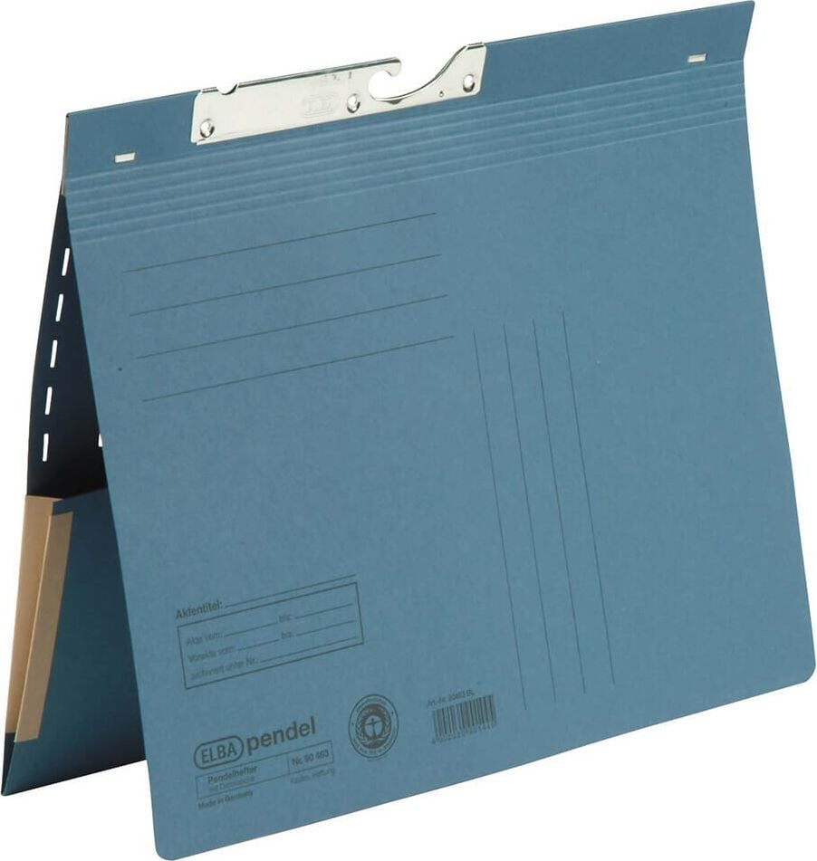 Pendelhefter Elba 90463, kaufm. Heftung, Dehntasche am Hinterflügel,
Manilakarton (RC) 320 g/m², grau
