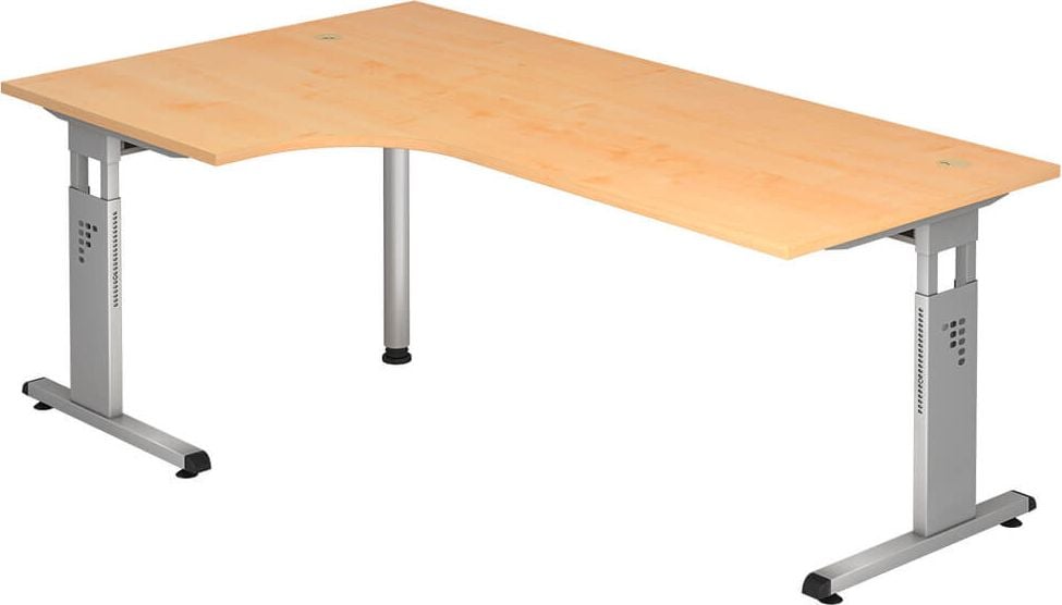 Winkelschreibtisch Hammerbacher OS82, 200x120cm (BxT), 65-85cm
Höhe, 90 Grad Winkel, C-Fuß, ahorn