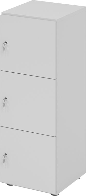 Schließfachschrank Hammerbacher V234L3 DS, 40 x 42 x 110 cm (BxTxH), 3 Ordnerhöhen, 3 Türen, mit Druckzylinderschloss, 3 Fächer, grau