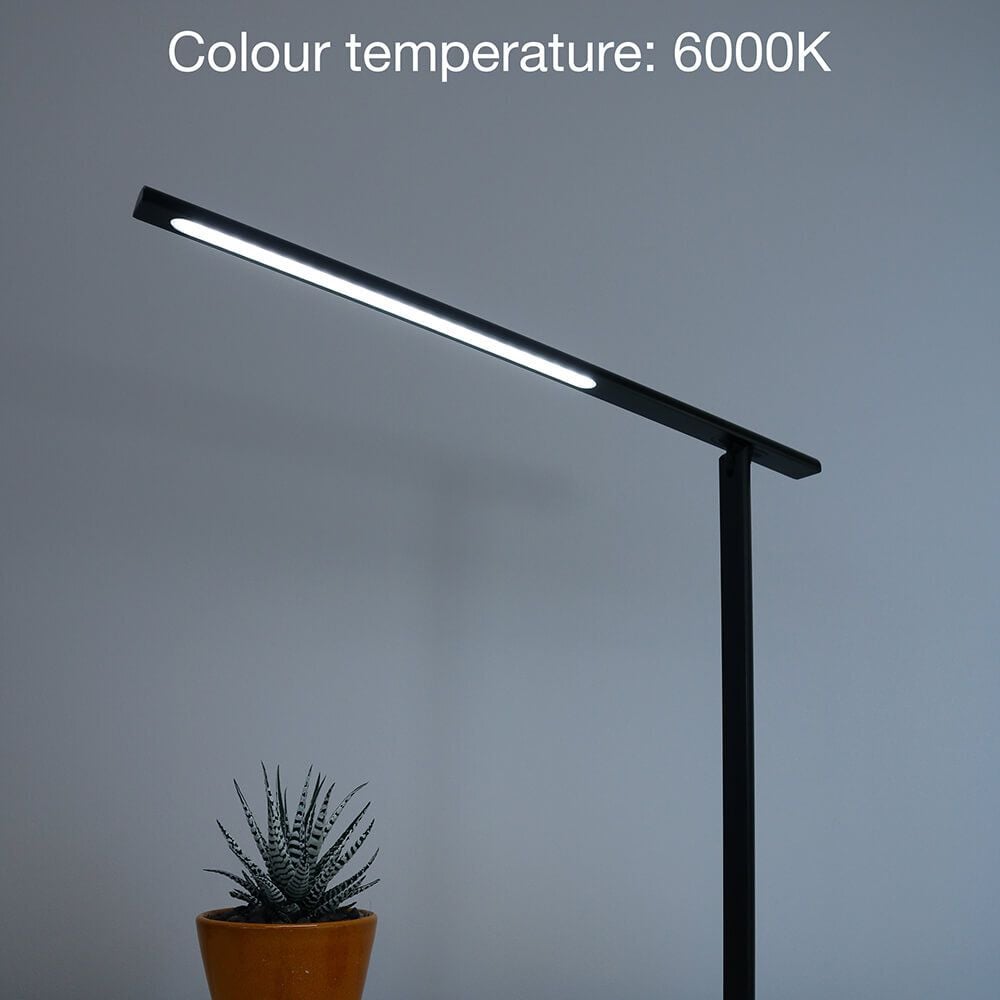 LED-Schreibtischleuchte Unilux DIVA 400124560, 8,2 W LED (warmweiß-tageslichtweiß), 100lm,
QI + USB Ladefunktion, 3-stufig dimmbar, 3
Farbtemperaturen, Standfuß, schwarz
