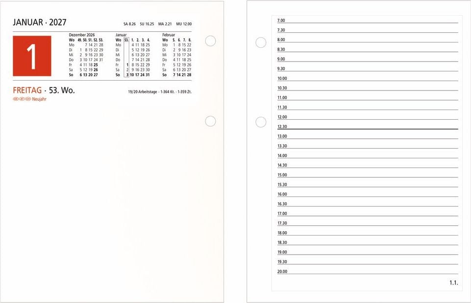 Umlegekalender Zettler 338 661466, 105x142mm, 1 Tag/2 Seiten, Dreimonatsübersicht