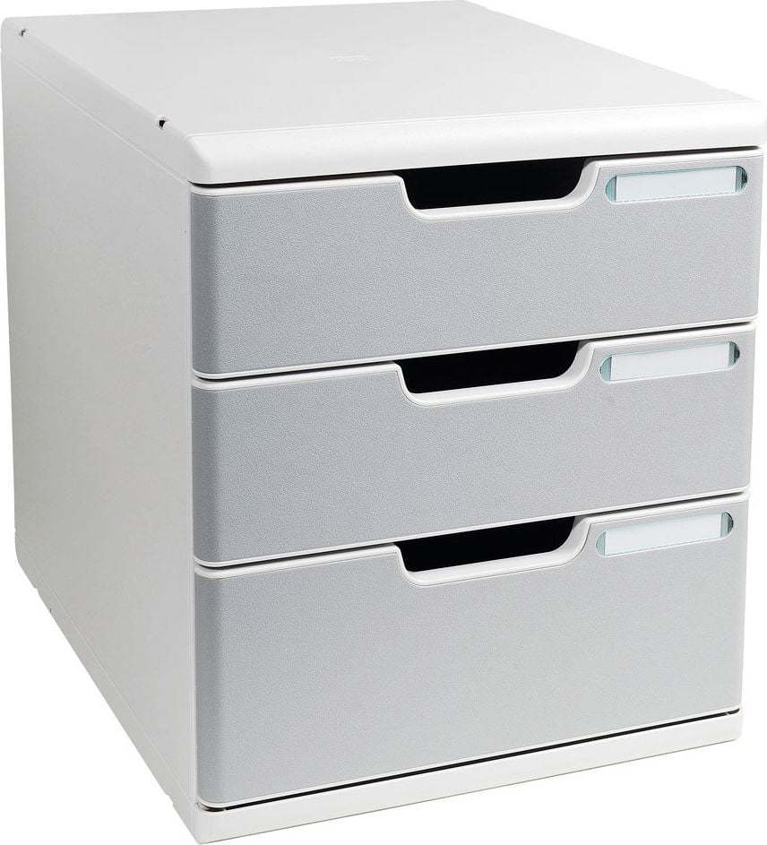 Schubladenbox Exacompta MODULO 3250, für A4+, 3 geschlossene Schubladen, grau