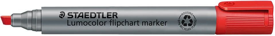 Flipchartmarker Staedtler Lumocolor flipchart marker 356BWP6, ca. 2-5mm, Keilspitze, Gehäuse aus 97% recyceltem Plastik, Etui mit 6 Farben