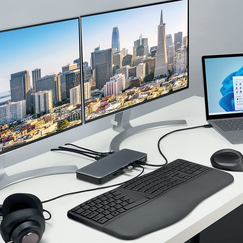 Dockingstation Kensington SD5760T Thunderbolt K34110EU, USB-C 3.2, für bis zu 2 USB-A-Geräte, HDMI,
Thunderbolt 4, Ethernet, SD/Micro,
SD-Kartenleser