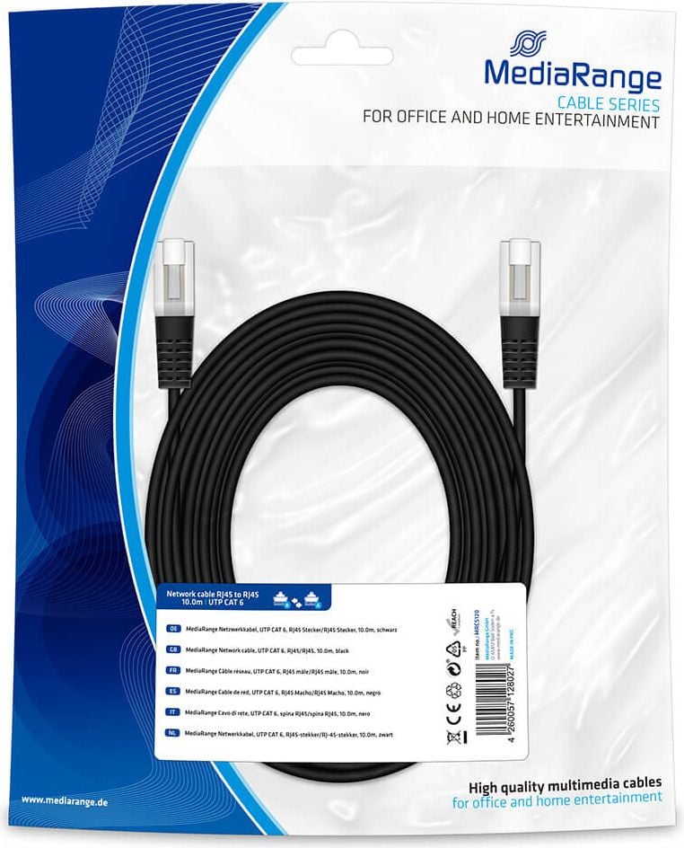 Patchkabel Cat 6e S/FTP 2xRJ45 10,0m, schwarz