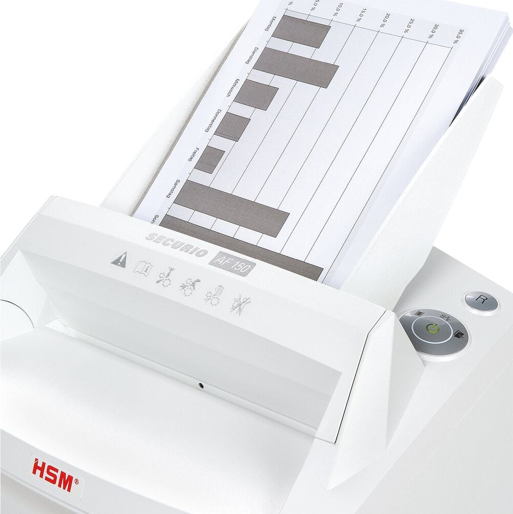 Aktenvernichter HSM SECURIO Autofeed AF150 2083111, 4,5x30mm Partikelschnitt, ca. 150 Blatt, 35 Liter Behälter