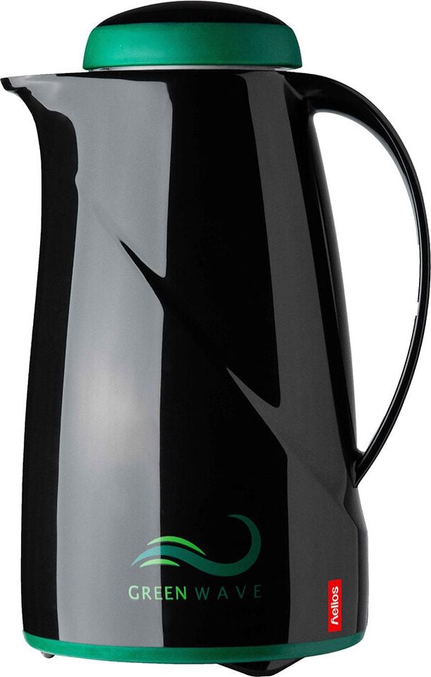 Isolierkannen Helios Green Wave 2944-GW, Inhalt: 1 Liter, 100% Recycling-Kunststoff, spülmaschinenfest, Drehverschluss, weiß