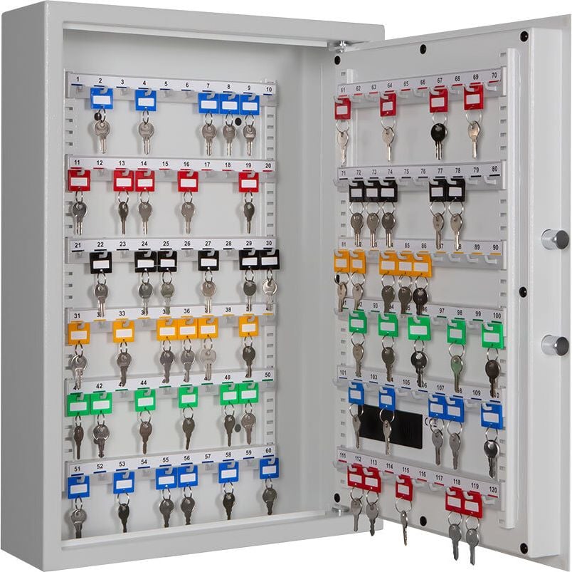 Schlüsselschrank Format SLE 120 001352-00000, für 120 Schlüssel, Elektronikschloss, Stahlblech, hellgrau, hellgrau