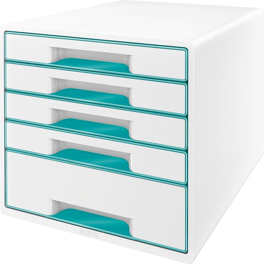 Schubladenbox Leitz WOW CUBE 5214, für A4, 5 geschlossene Schubladen, türkis