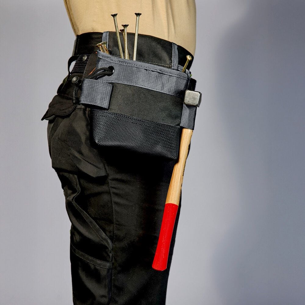 Multifunktionstasche Veloflex Tool Bag S 6900080, Kordelverschluss, Gürtel (bis 120cm) mit Schnellverschluss, Hammerhalter, wasserabweisend, Polyester, schwarz/grau
