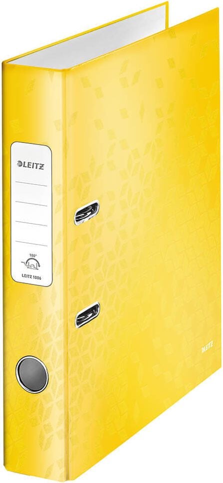 Ordner A4 Leitz WOW 1006, 52mm, laminierte Pappe, A4, 5,2cm Rücken, laminiertes Papier,
WOW-Farben, gelb