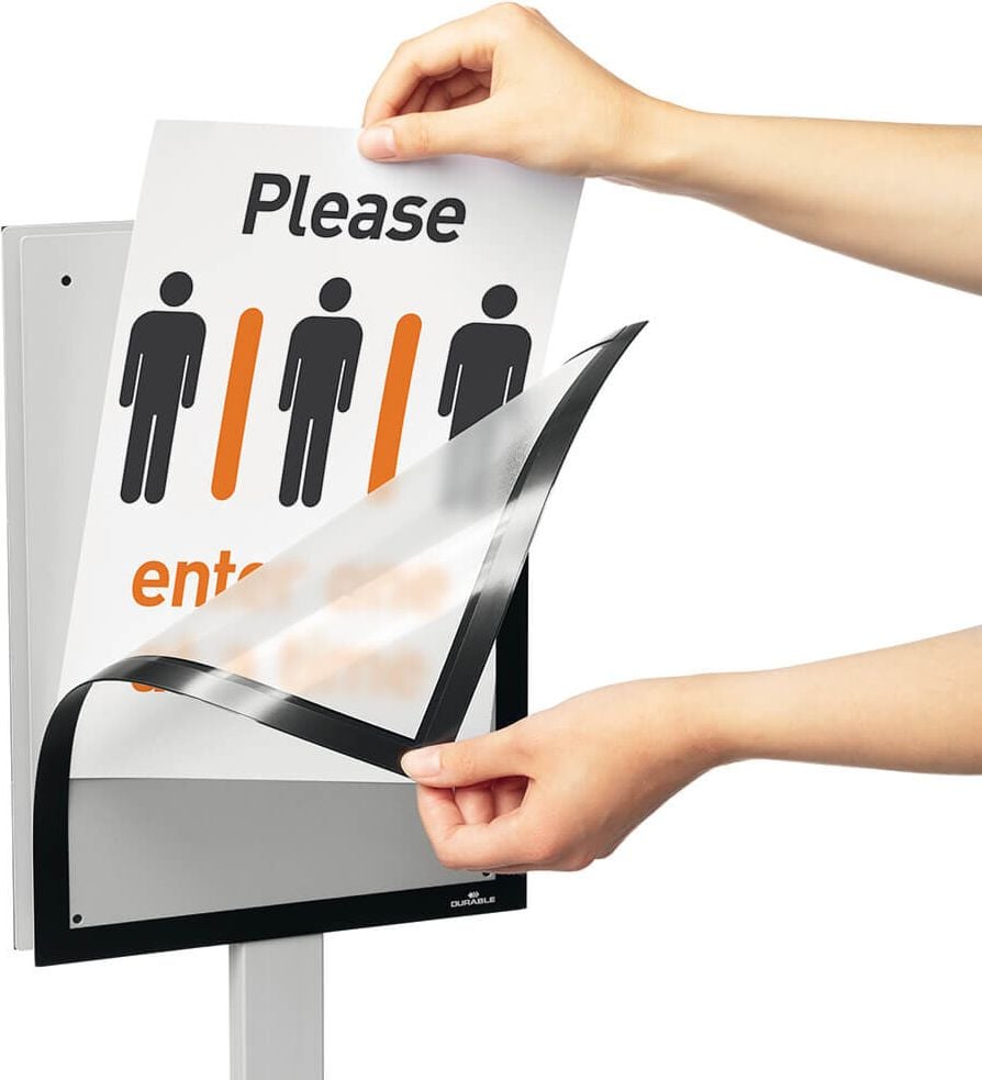Infoständer Durable INFO STAND BASIC A4 501257, für DIN A4 hoch+quer, 2 Magnetrahmen, Standprofil, beschwerte Bodenplatte, anthrazit